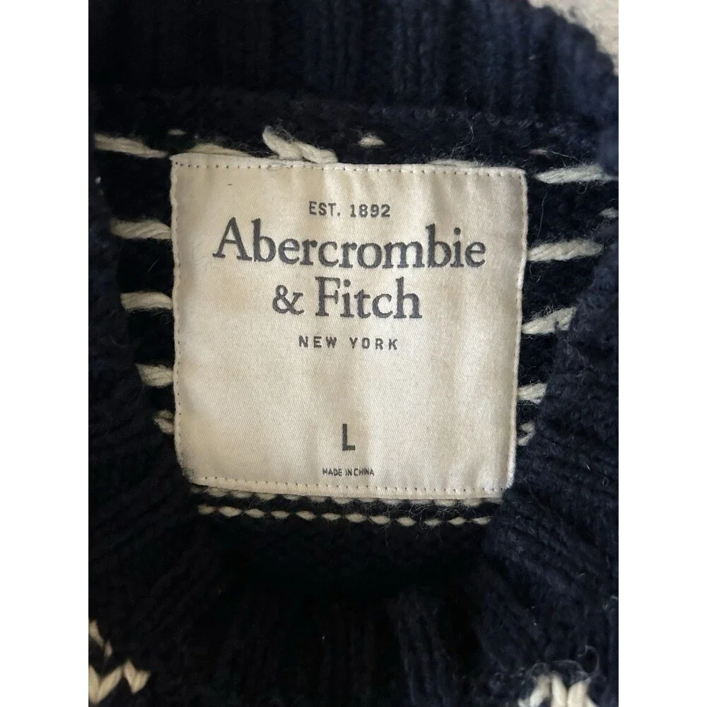 Abercrombie&Fitch Vintage Fair Isle Wool Blend Moose Sweater 90’s Large - Picture 3 of 7